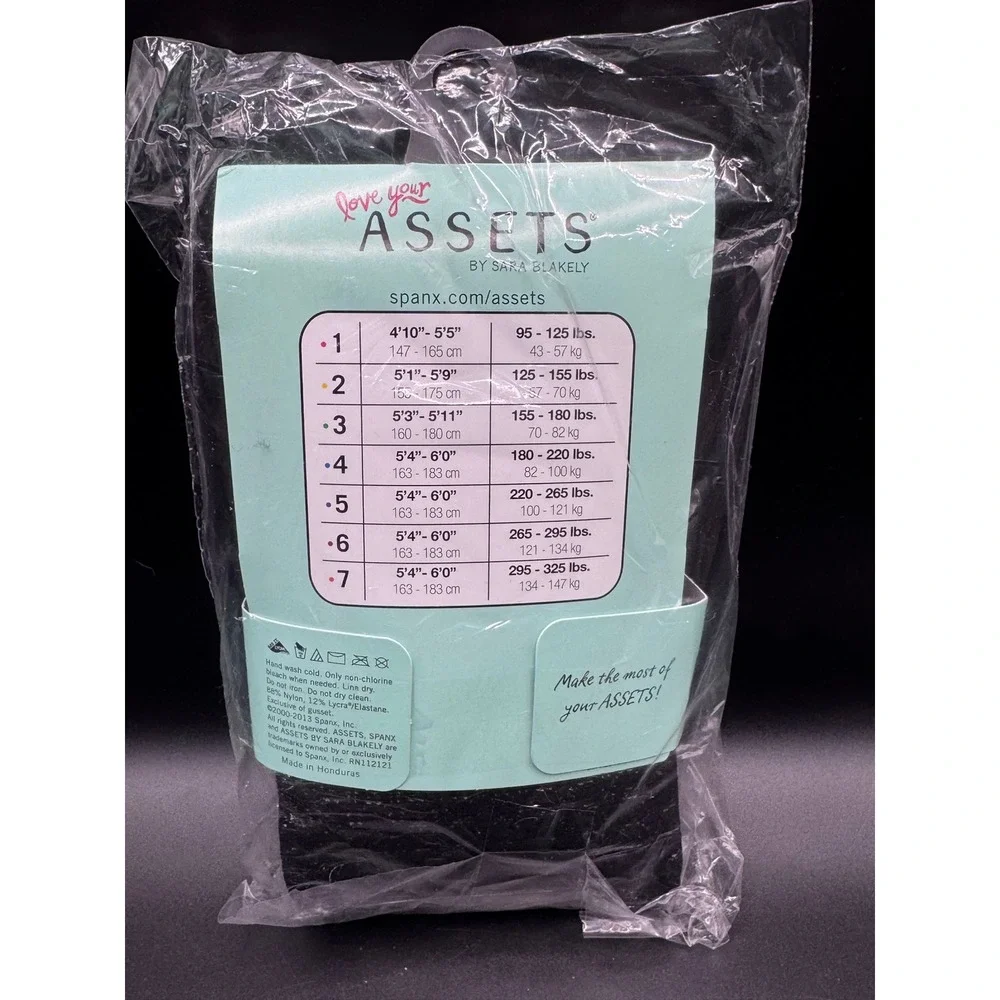 ASSETS by Sara Blakely Shaping Tights Black Wish Bone Textured Size 4 Spanx 2049